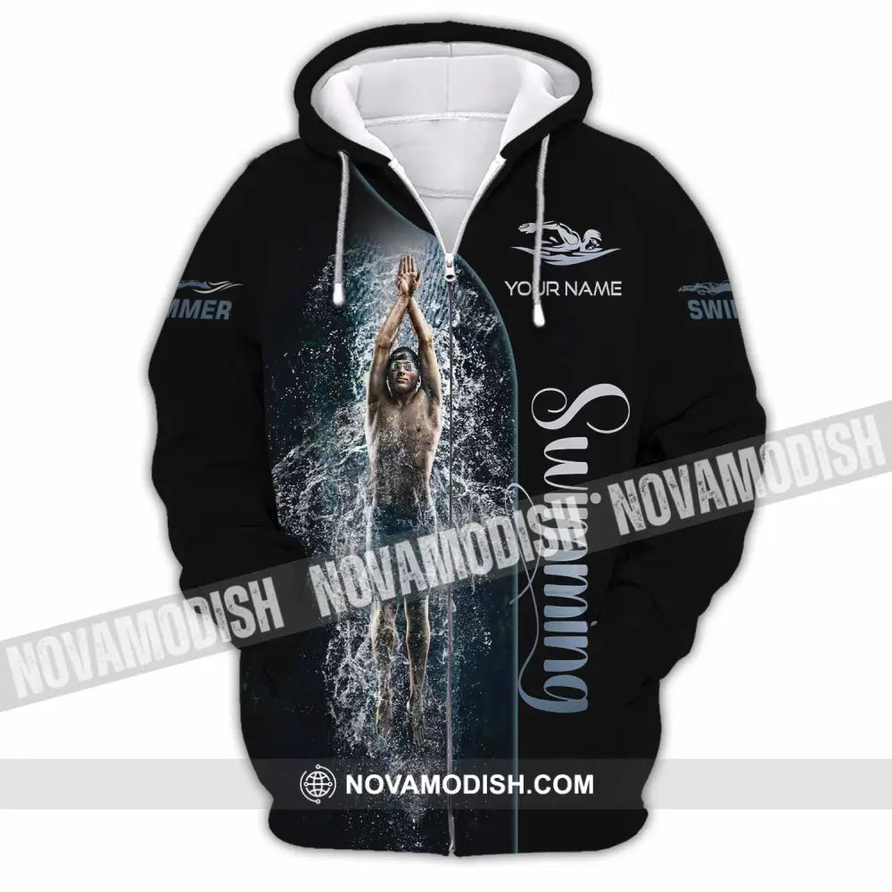Men Shirt - Custom Swimming Swim Lover Shirt Zipper Hoodie / S T-shirt