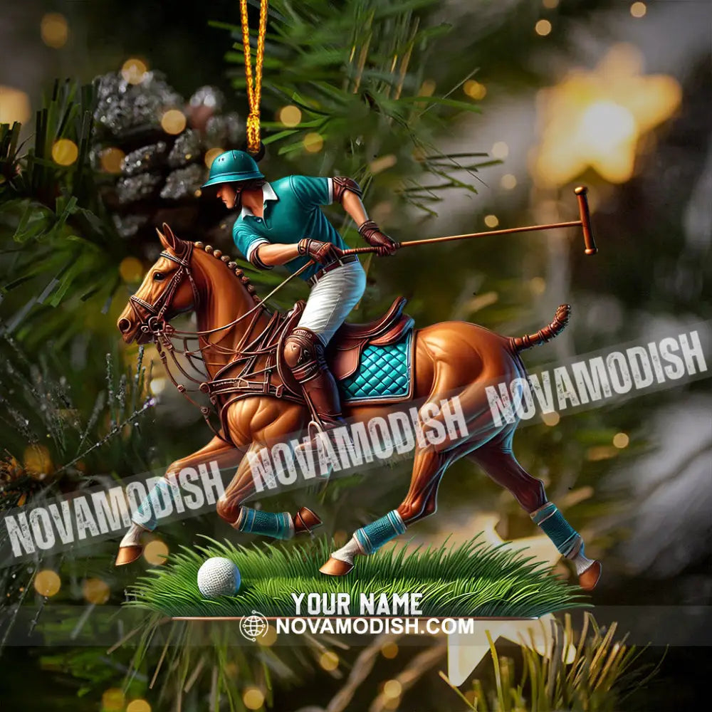 Polo Player Decor Christmas Ornament Personalized