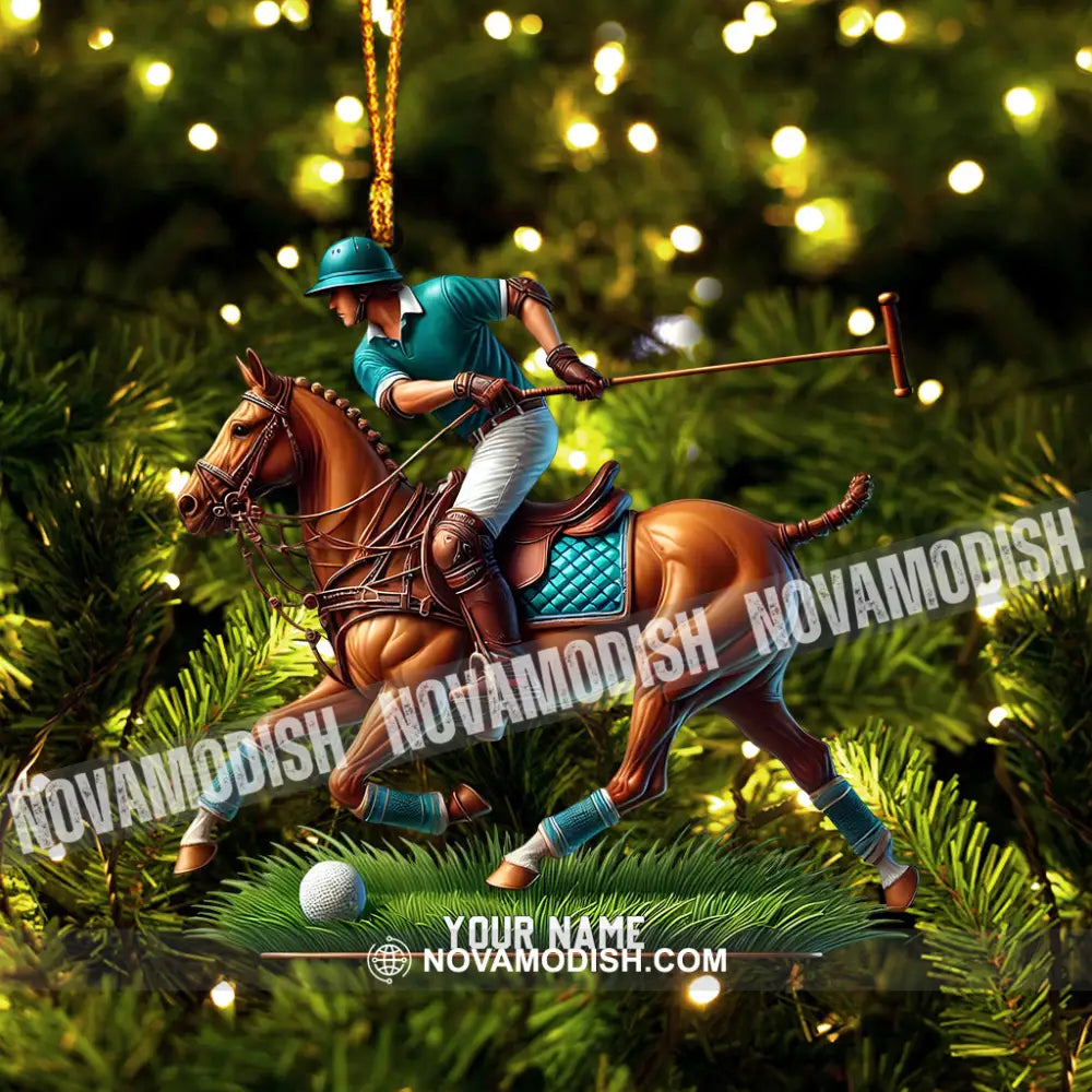 Polo Player Decor Christmas Ornament Personalized
