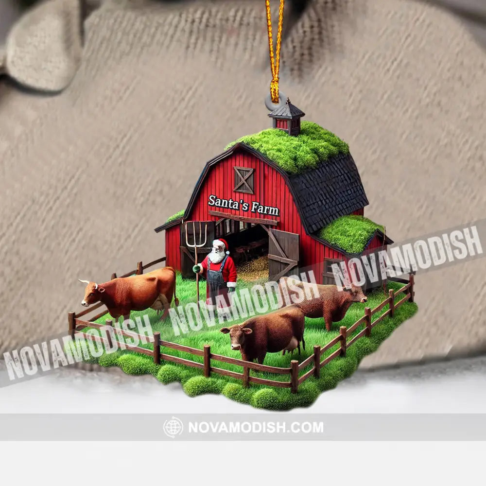 Santa’s Farm Christmas Ornament Personalized