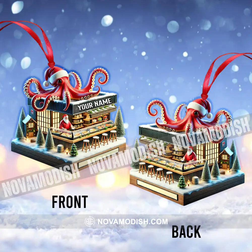Octopus Santa Bar Home Decor Christmas Ornament Personalized