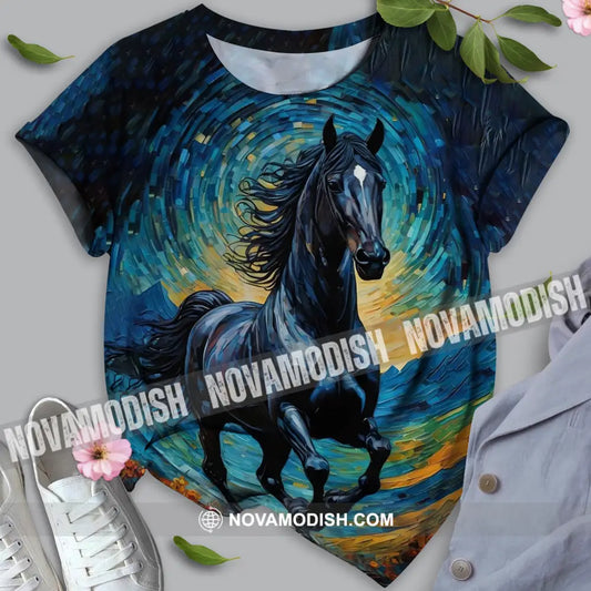 Unisex Shirt - Black Horse Symbolism Night Sky Shirt T-shirt