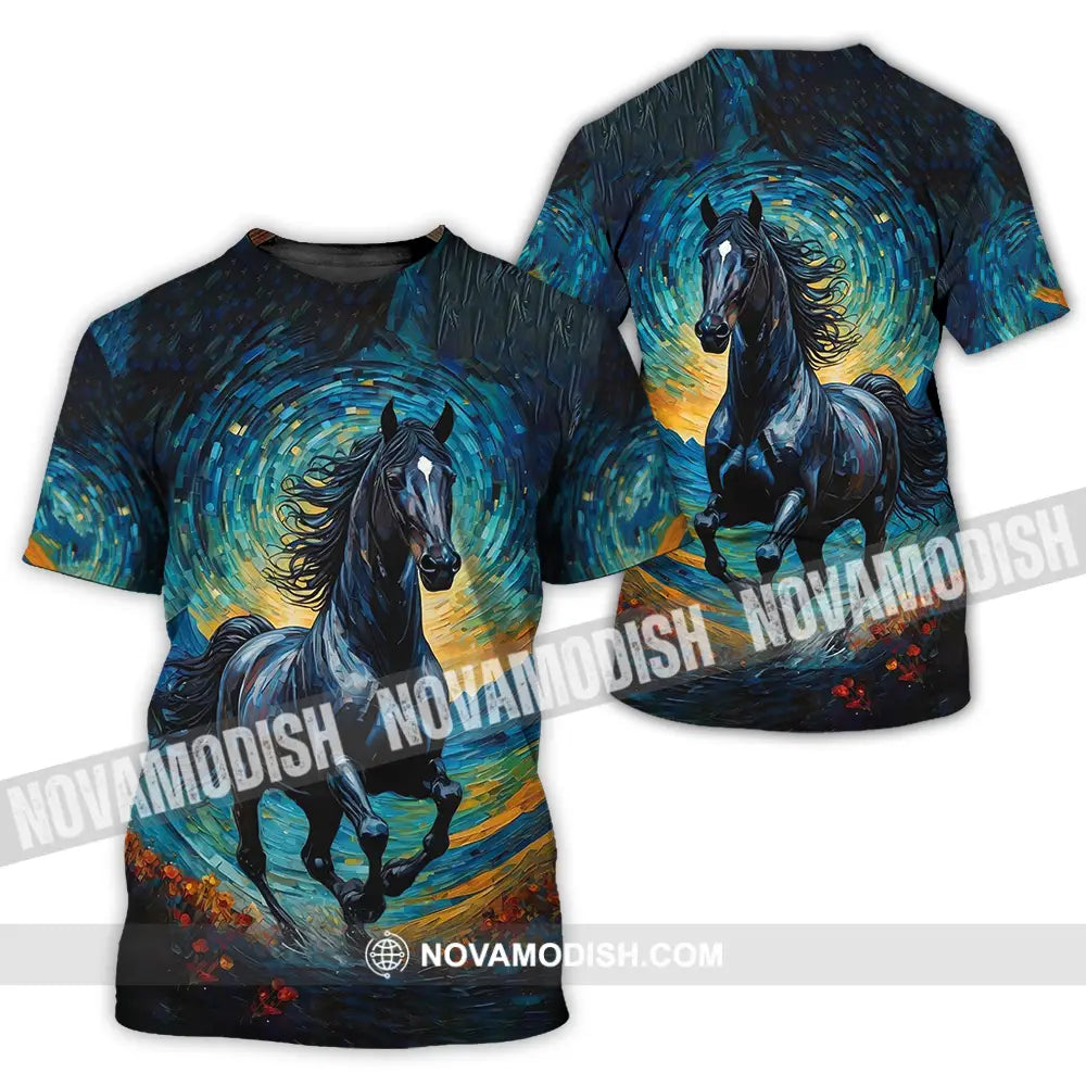 Unisex Shirt - Black Horse Symbolism Night Sky Shirt T-Shirt / S T-shirt