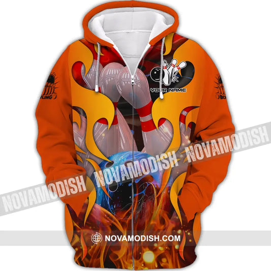 Unisex Shirt Bowling T-Shirt Custom Name For Lovers Zipper Hoodie / S