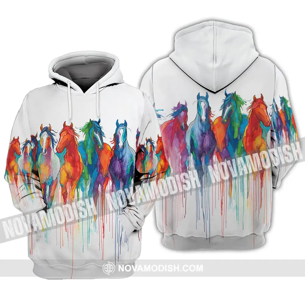 Unisex Shirt - Colorful Horses Horse Graphic Animal Scenery Stylish Shirt Hoodie / S T-shirt