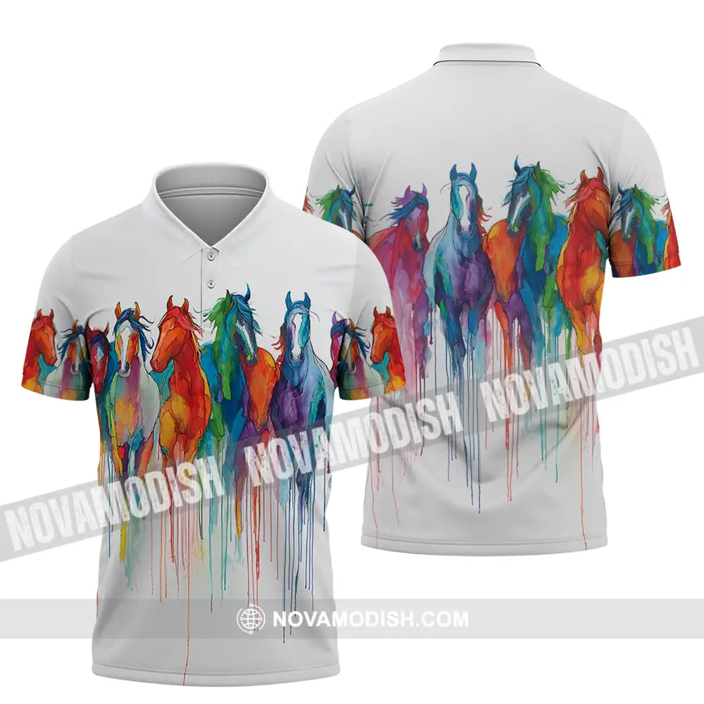 Unisex Shirt - Colorful Horses Horse Graphic Animal Scenery Stylish Shirt Polo Shirt / S T-shirt