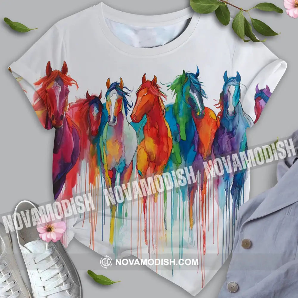 Unisex Shirt - Colorful Horses Horse Graphic Animal Scenery Stylish Shirt T-shirt