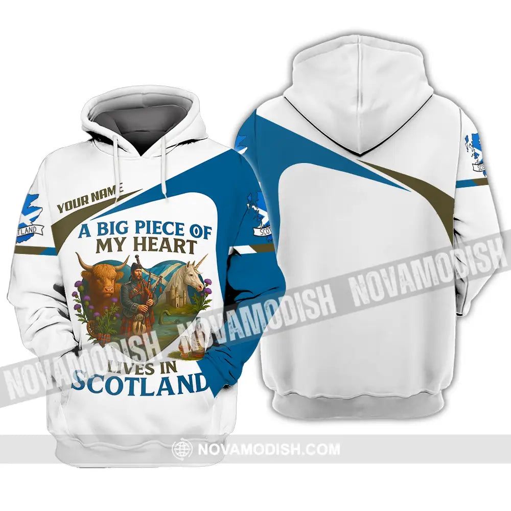 Unisex Shirt - Custom A Big Piece Of My Heart Lives In Scotland Shirt Hoodie / S T-shirt