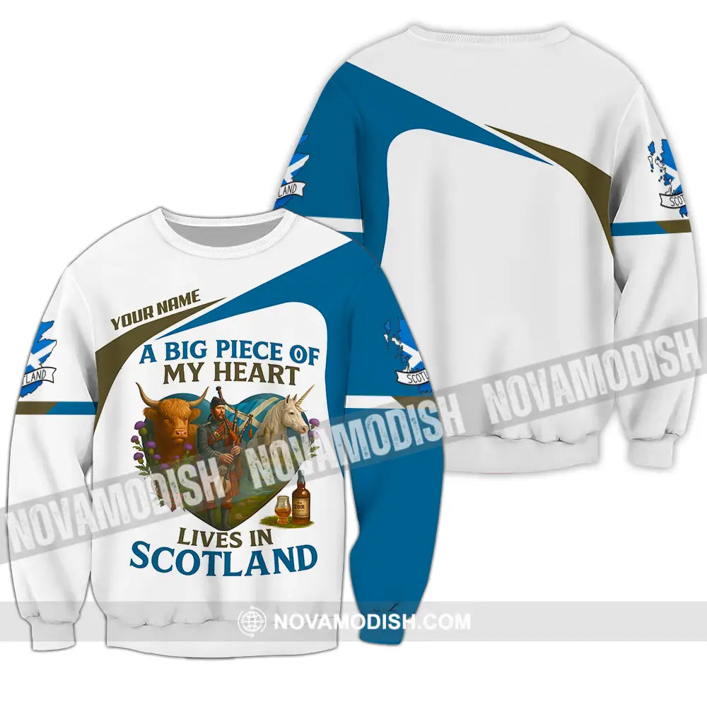 Unisex Shirt - Custom A Big Piece Of My Heart Lives In Scotland Shirt Long Sleeve / S T-shirt