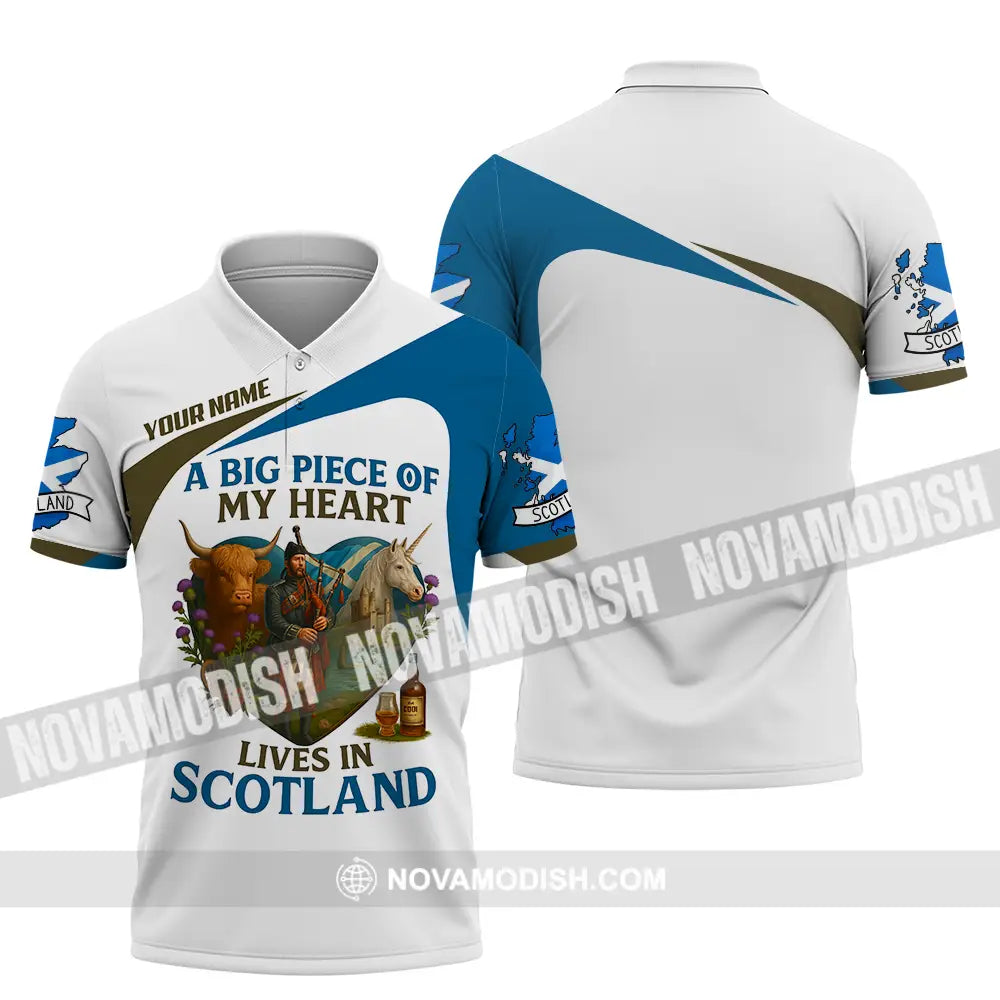 Unisex Shirt - Custom A Big Piece Of My Heart Lives In Scotland Shirt Polo Shirt / S T-shirt