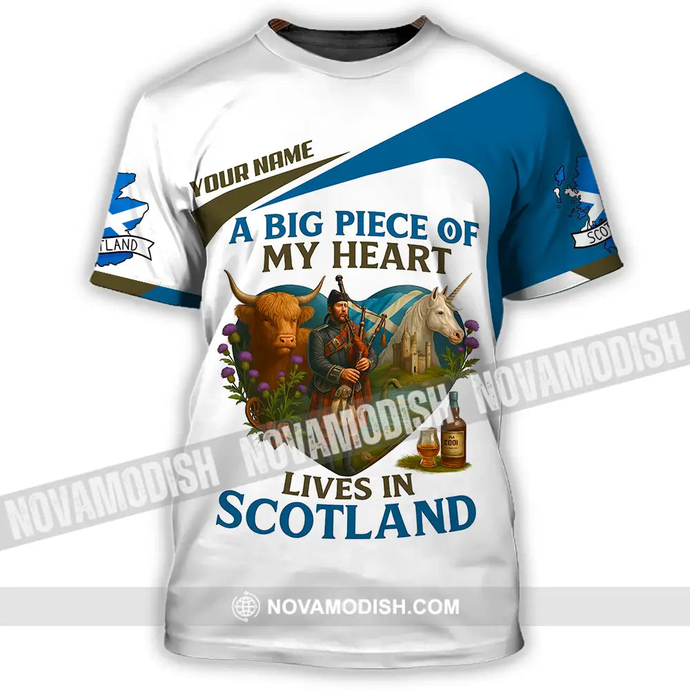 Unisex Shirt - Custom A Big Piece Of My Heart Lives In Scotland Shirt T-Shirt / S T-shirt