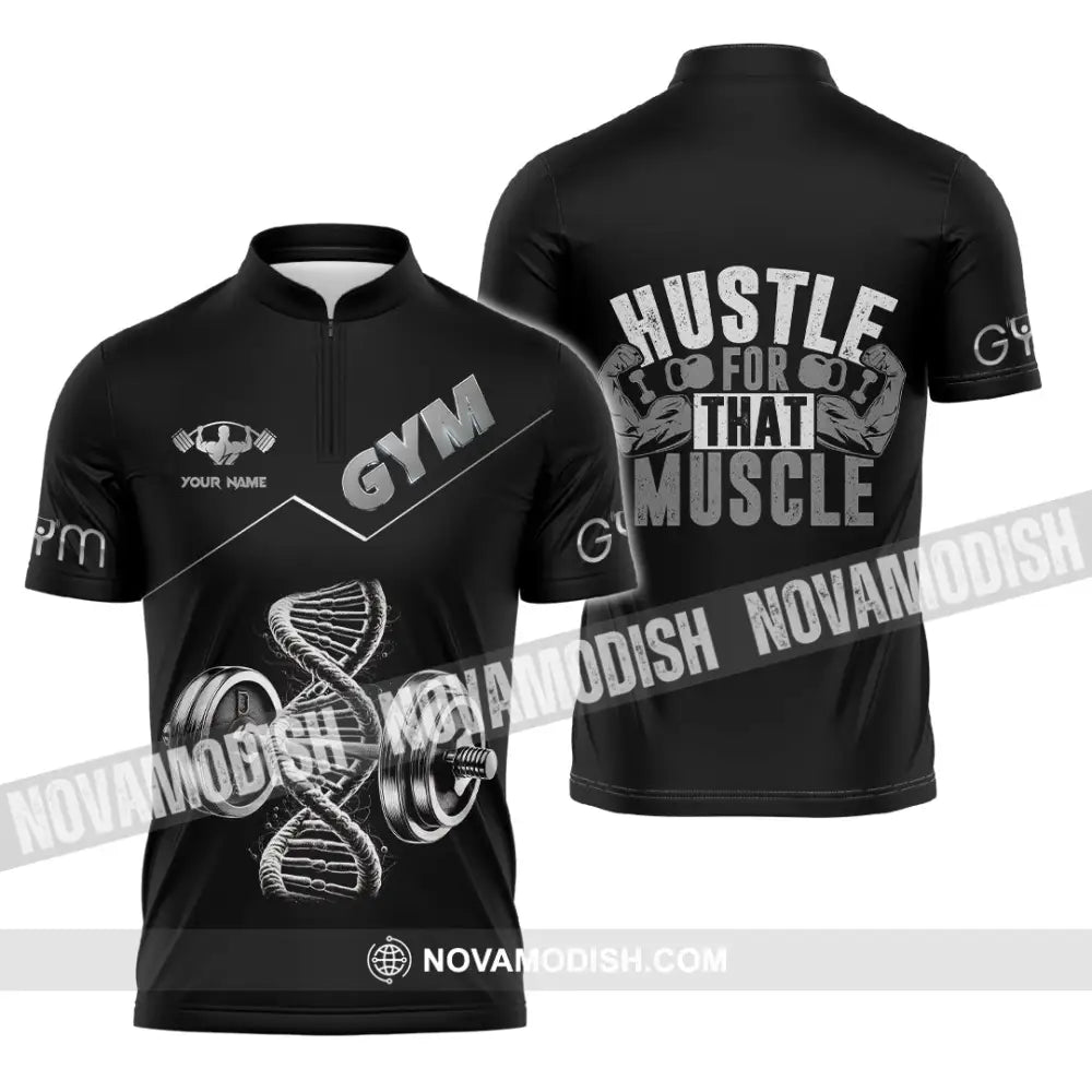 Unisex Shirt - Custom ADN Gym Lover Shirt Zipper Polo Shirt / S T-shirt