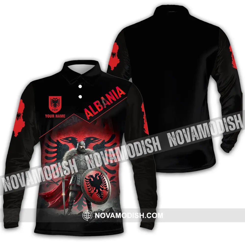Unisex Shirt - Custom Albania Warrior Shirt Long Sleeve Polo / S T-shirt