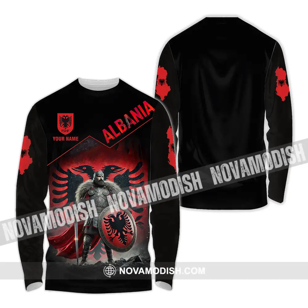 Unisex Shirt - Custom Albania Warrior Shirt Long Sleeve Shirt / S T-shirt