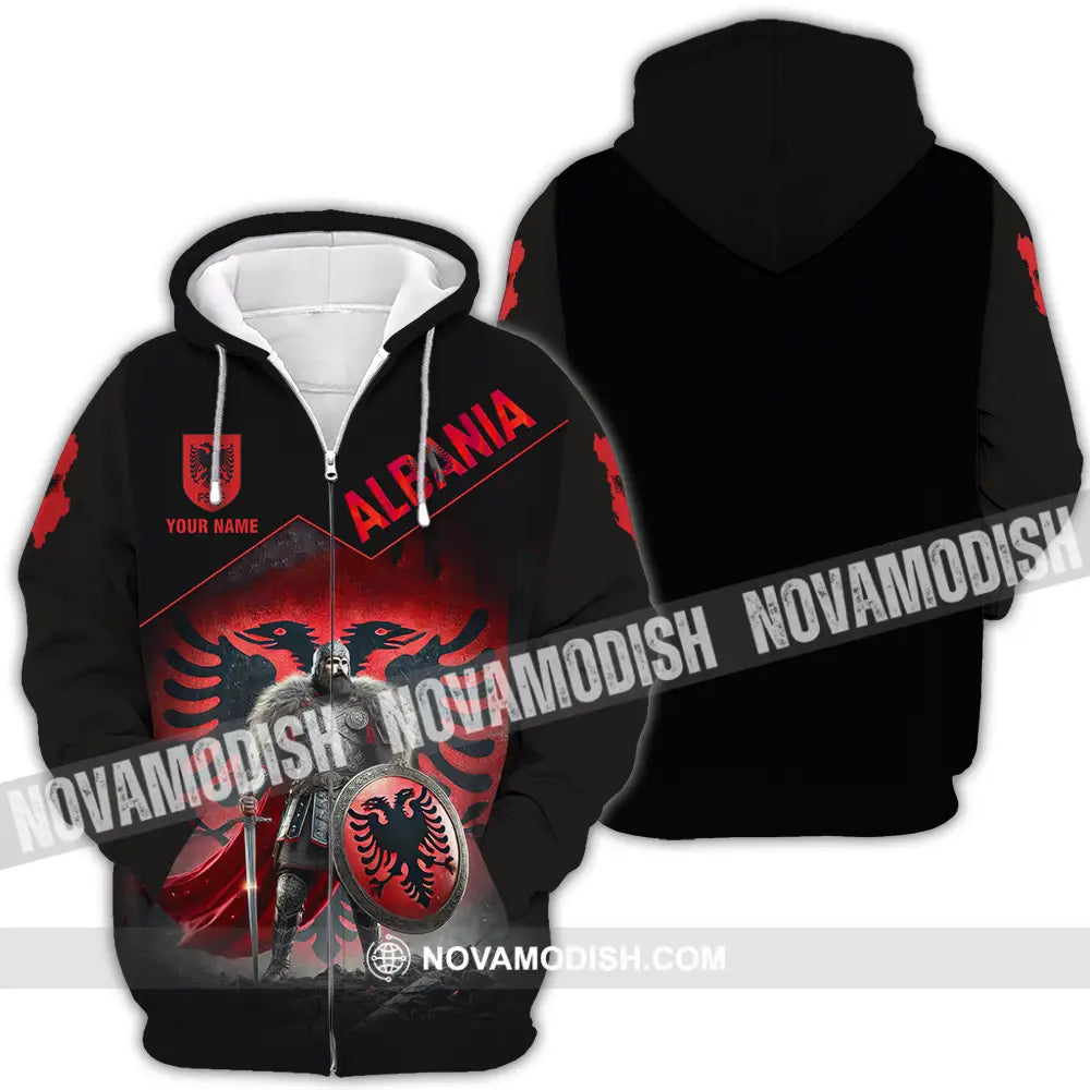 Unisex Shirt - Custom Albania Warrior Shirt Zipper Hoodie / S T-shirt