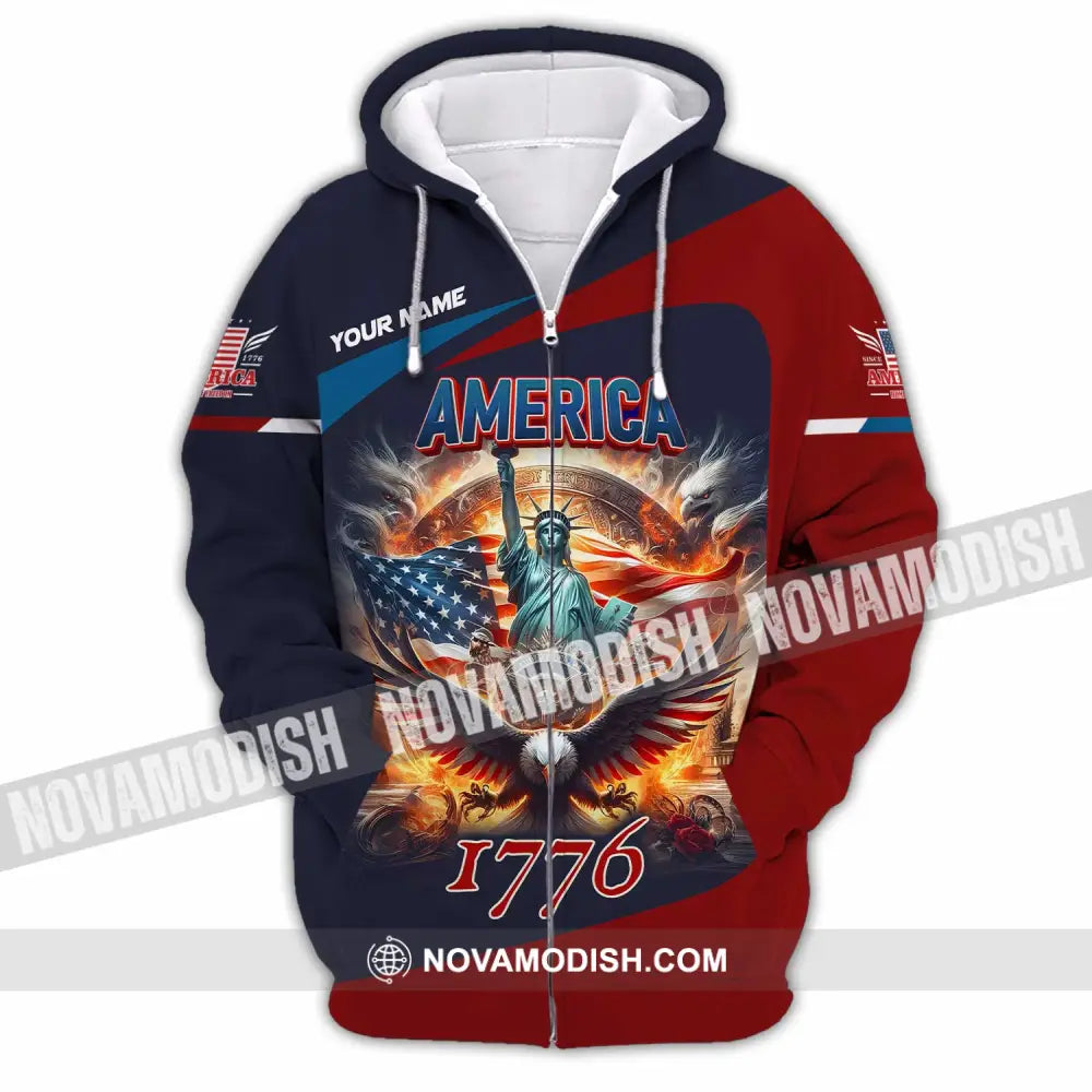 Unisex Shirt - Custom America 1776 Shirt Zipper Hoodie / S T-shirt