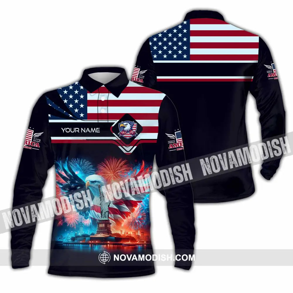Unisex Shirt - Custom America Shirt Long Sleeve Polo / S T-shirt