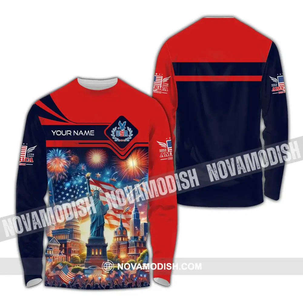 Unisex Shirt - Custom America Shirt Long Sleeve Shirt / S T-shirt