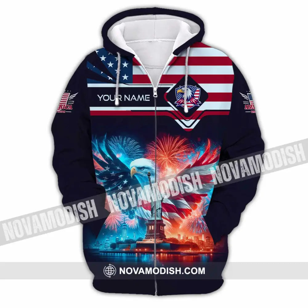 Unisex Shirt - Custom America Shirt Zipper Hoodie / S T-shirt