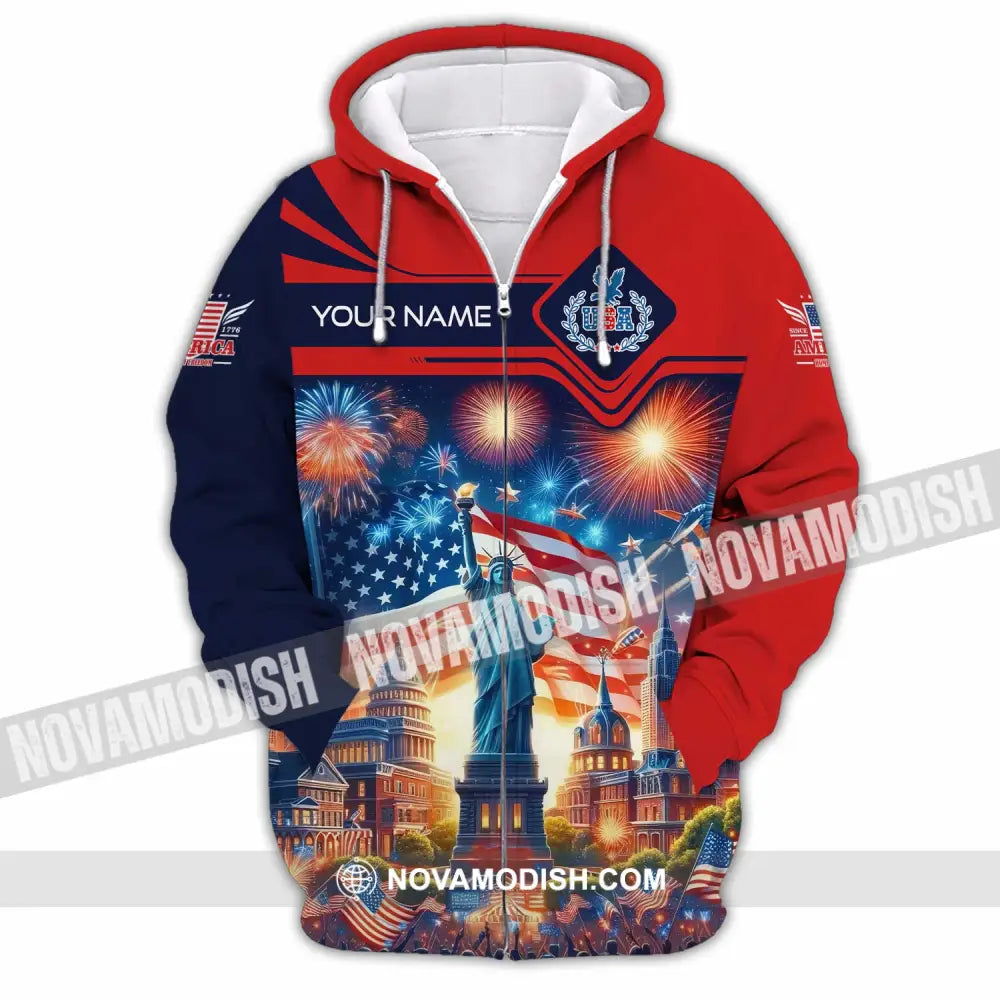 Unisex Shirt - Custom America Shirt Zipper Hoodie / S T-shirt