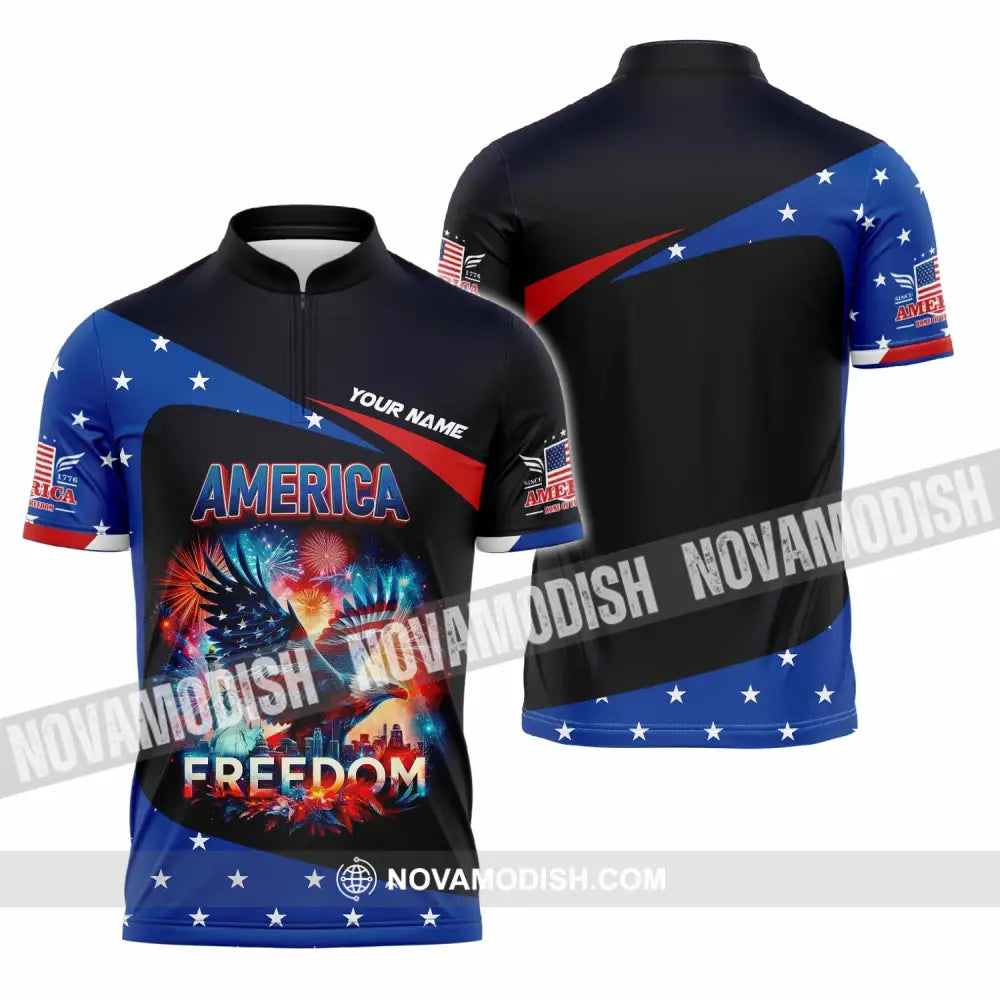 Unisex Shirt - Custom America Shirt Zipper Polo Shirt / S T-shirt