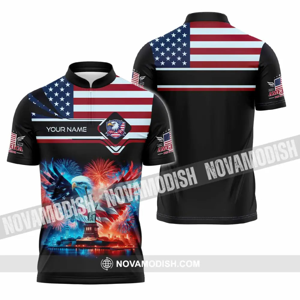 Unisex Shirt - Custom America Shirt Zipper Polo Shirt / S T-shirt