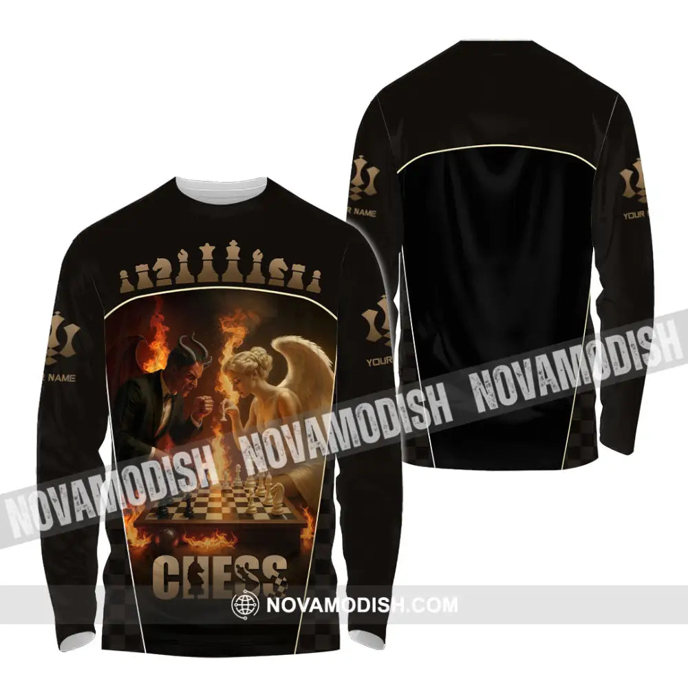 Unisex Shirt - Custom Angels & Demons Chess Shirt For Couple Long Sleeve Shirt / S T-shirt