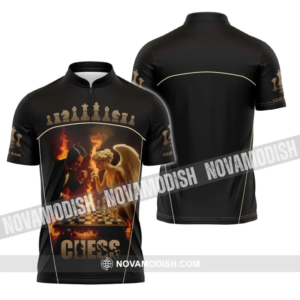 Unisex Shirt - Custom Angels & Demons Chess Shirt For Couple Zipper Polo Shirt / S T-shirt