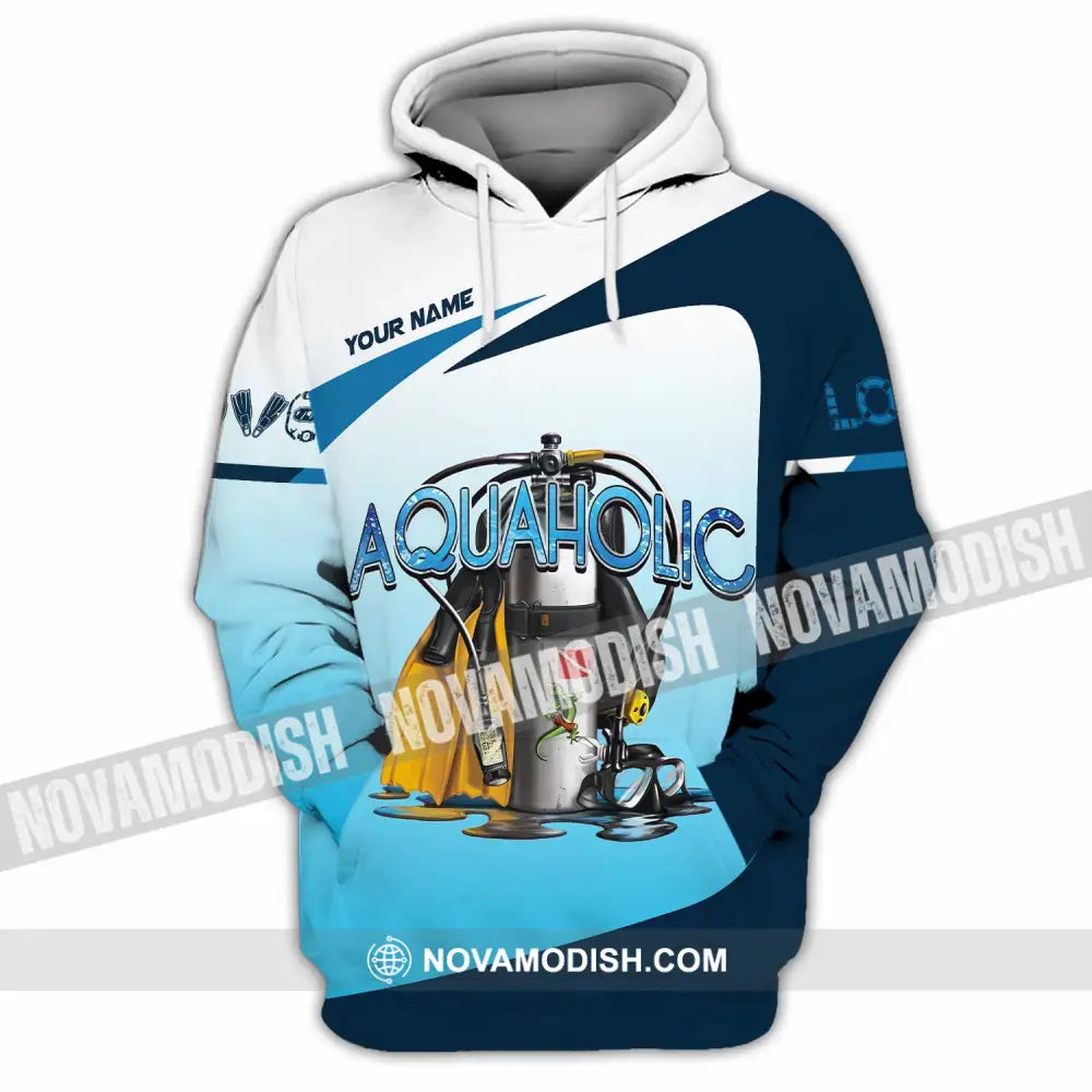 Unisex Shirt - Custom Aquaholic Scuba Diving Diver Shirt Hoodie / S T-shirt