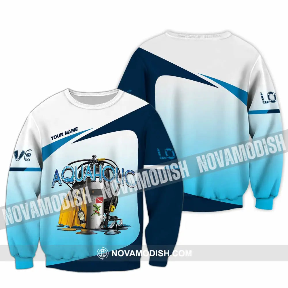Unisex Shirt - Custom Aquaholic Scuba Diving Diver Shirt Long Sleeve / S T-shirt