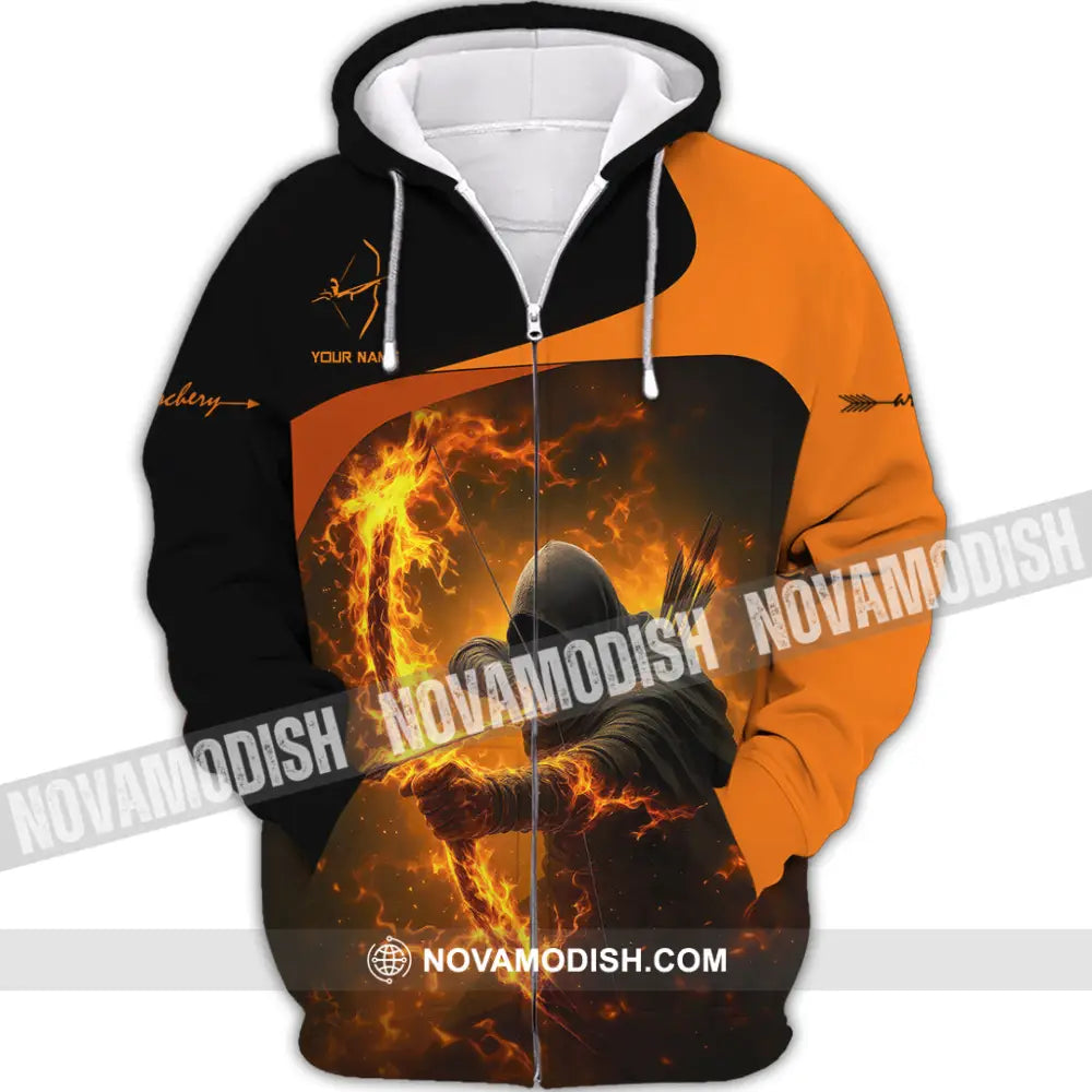 Unisex Shirt - Custom Archery Fire Warrior Archery Player Shirt Zipper Hoodie / S T-shirt