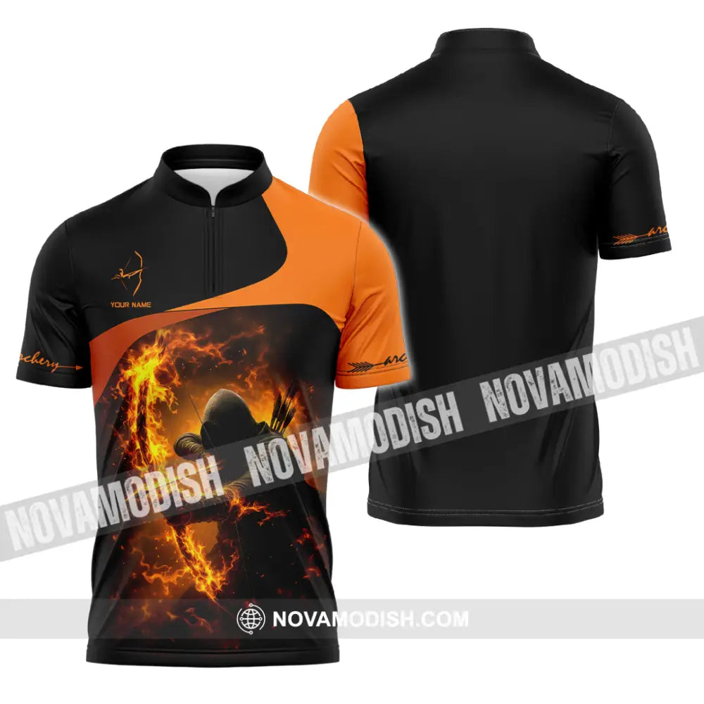 Unisex Shirt - Custom Archery Fire Warrior Archery Player Shirt Zipper Polo Shirt / S T-shirt