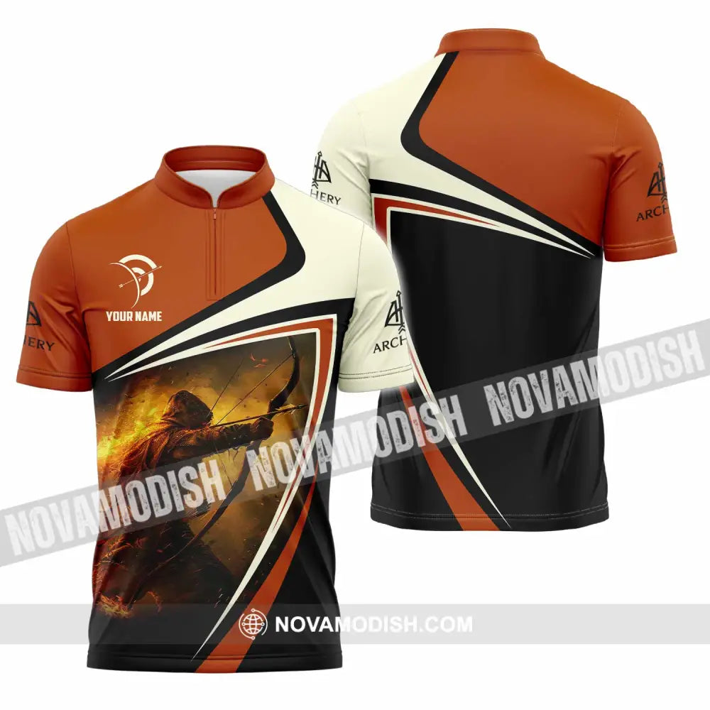 Unisex Shirt - Custom Archery Lover Sport Shirt Zipper Polo Shirt / S T-shirt