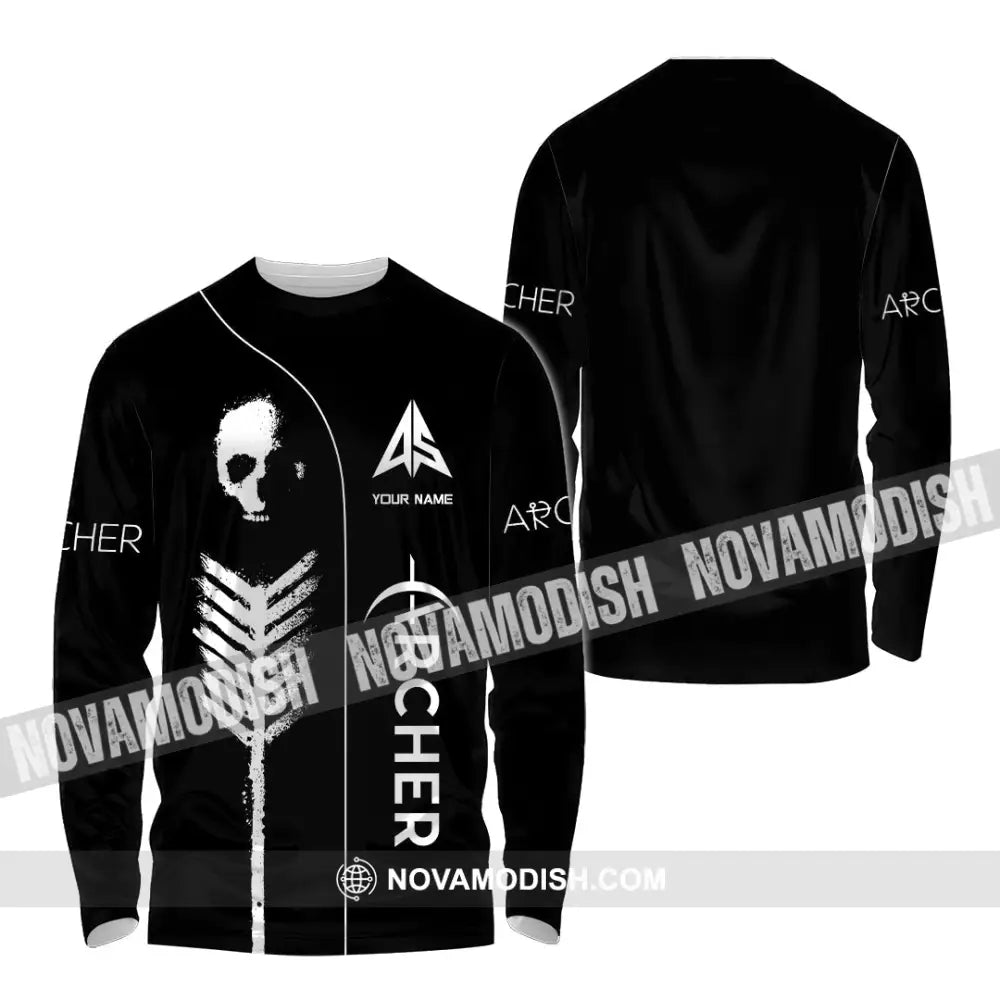 Unisex Shirt - Custom Archery Skullcap Archery Player Shirt Long Sleeve Shirt / S T-shirt