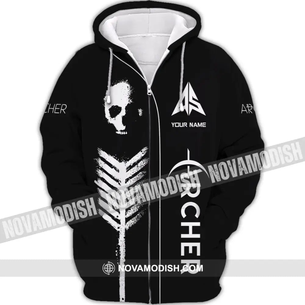 Unisex Shirt - Custom Archery Skullcap Archery Player Shirt Zipper Hoodie / S T-shirt