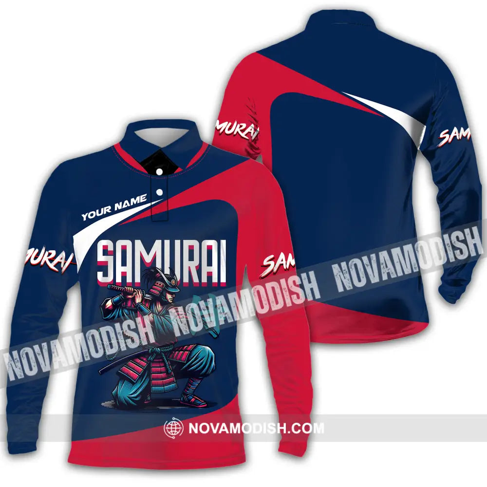 Unisex Shirt - Custom Armor Samurai Man Name Shirt Long Sleeve Polo / S T-shirt