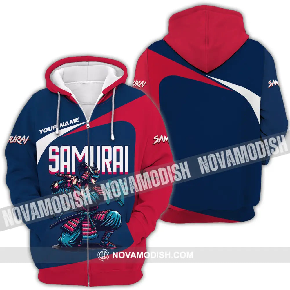 Unisex Shirt - Custom Armor Samurai Man Name Shirt Zipper Hoodie / S T-shirt