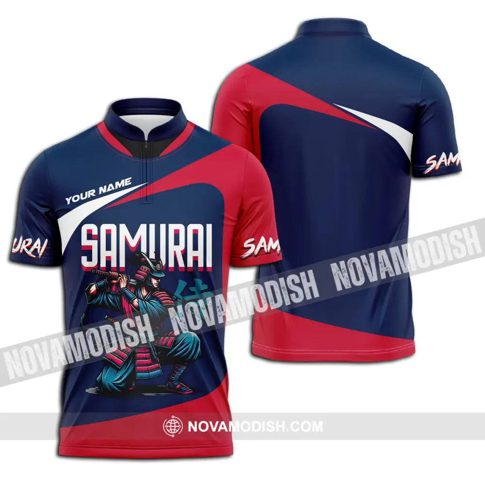 Unisex Shirt - Custom Armor Samurai Man Name Shirt Zipper Polo Shirt / S T-shirt