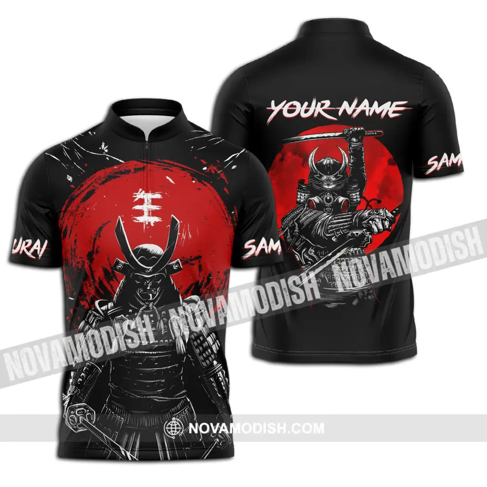 Unisex Shirt - Custom Armor Samurai Name Shirt Zipper Polo Shirt / S T-shirt