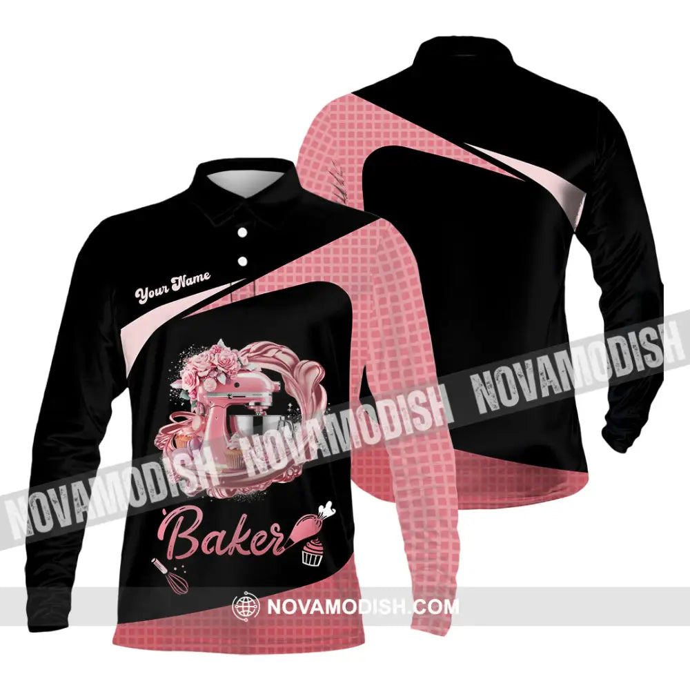 Unisex Shirt - Custom Baker Love Baking Shirt Long Sleeve Polo / S T-shirt