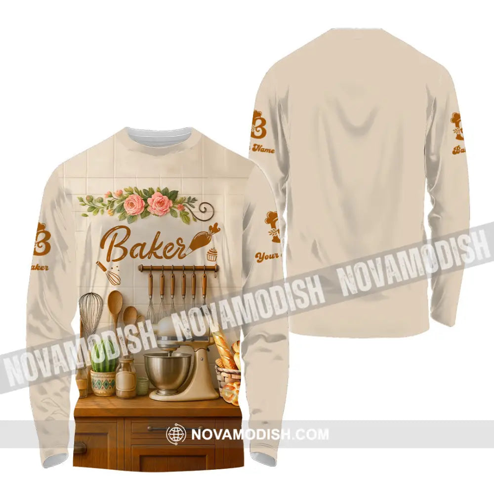 Unisex Shirt - Custom Baker Love Baking Shirt Long Sleeve Shirt / S T-shirt