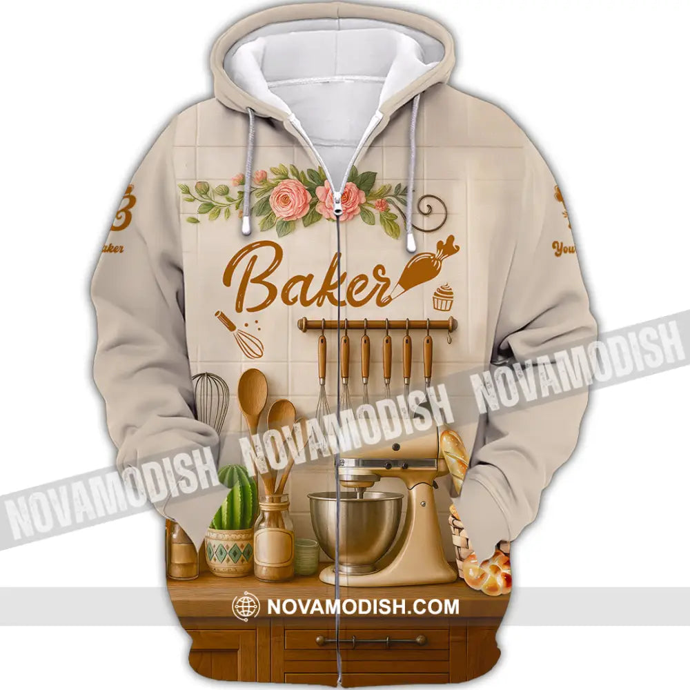 Unisex Shirt - Custom Baker Love Baking Shirt Zipper Hoodie / S T-shirt