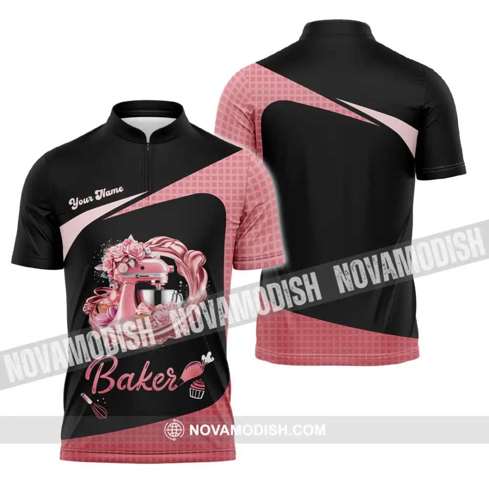 Unisex Shirt - Custom Baker Love Baking Shirt Zipper Polo Shirt / S T-shirt