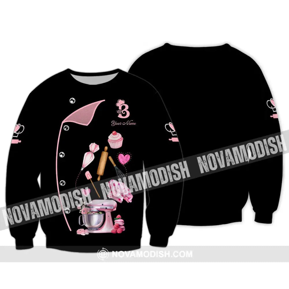 Unisex Shirt - Custom Bakery Black & Pink Cute Shirt Long Sleeve / S T-shirt