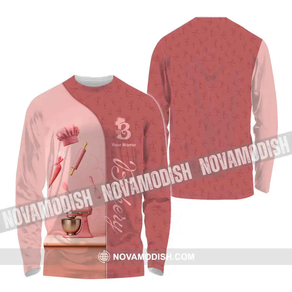 Unisex Shirt - Custom Bakery Pink Cute Shirt Long Sleeve Shirt / S T-shirt