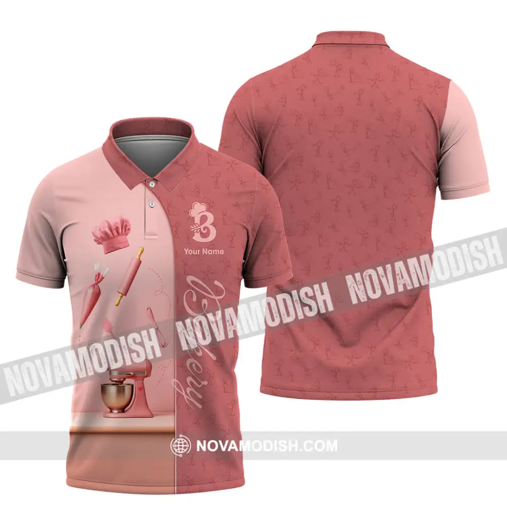 Unisex Shirt - Custom Bakery Pink Cute Shirt Polo Shirt / S T-shirt