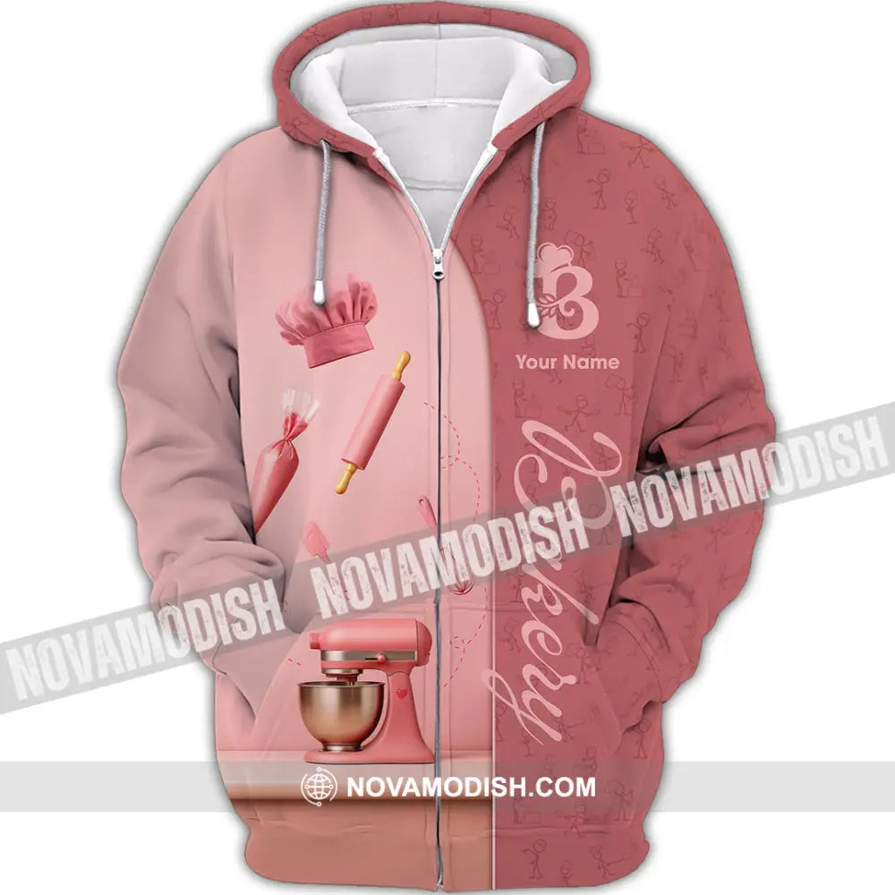 Unisex Shirt - Custom Bakery Pink Cute Shirt Zipper Hoodie / S T-shirt
