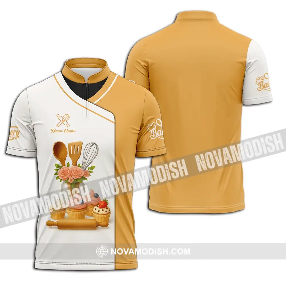 Unisex Shirt - Custom Bakery Shirt Zipper Polo Shirt / S T-shirt