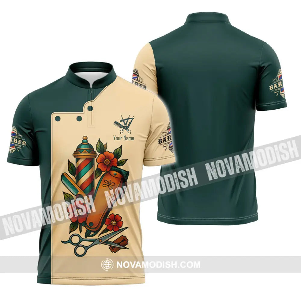 Unisex Shirt - Custom Barber Shirt Zipper Polo Shirt / S T-shirt