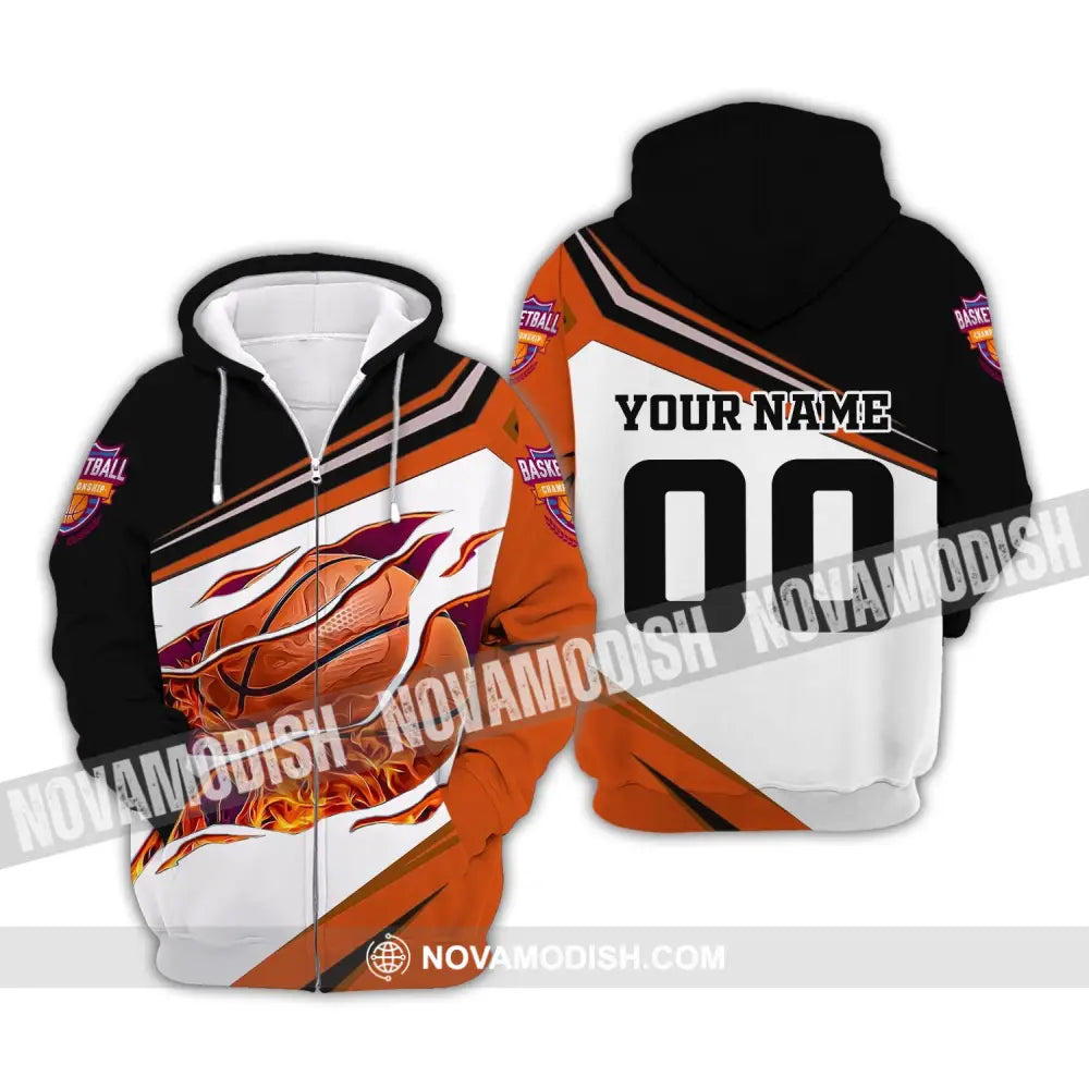 Unisex Shirt - Custom Basket Balls Lover Name T-Shirt - Personalized Basket Balls Shirt Zipper Hoodie / S T-shirt